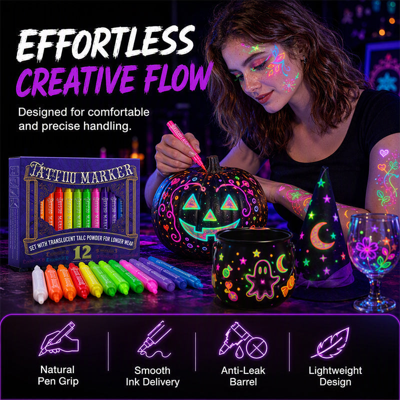 🎉 LIMITED-TIME 50% OFF! ✨ UV Glow Party Tattoo Pens – Skin-Safe, Quick Dry, Multi-Surface ✨