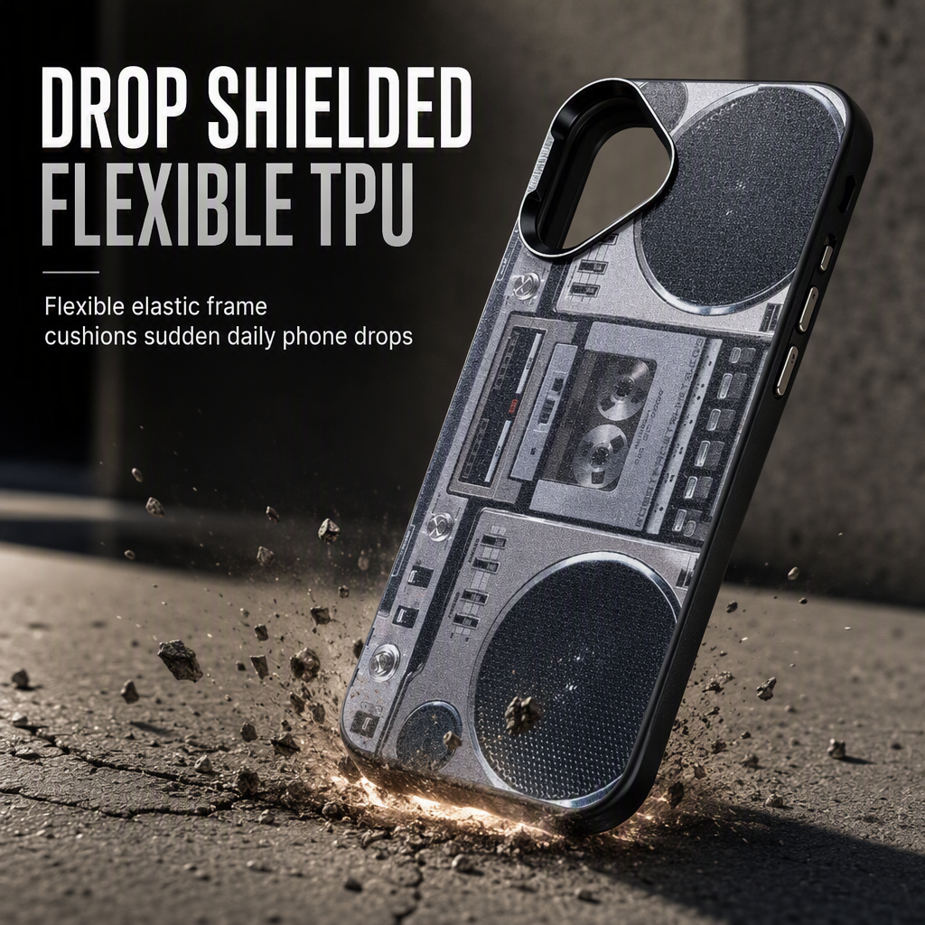 📀📱Retro Vinyl Record-Pattern TPU Phone Case | Electroplated Laser-Etched Reflective Design🎶