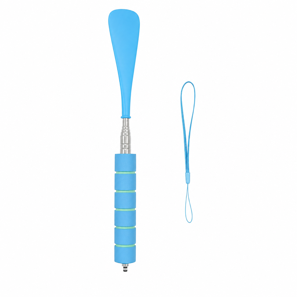 🥿 Telescopic Shoe Horn: 70cm Long Handle, Stainless Steel, No Bending, Ergonomic Foam Grip
