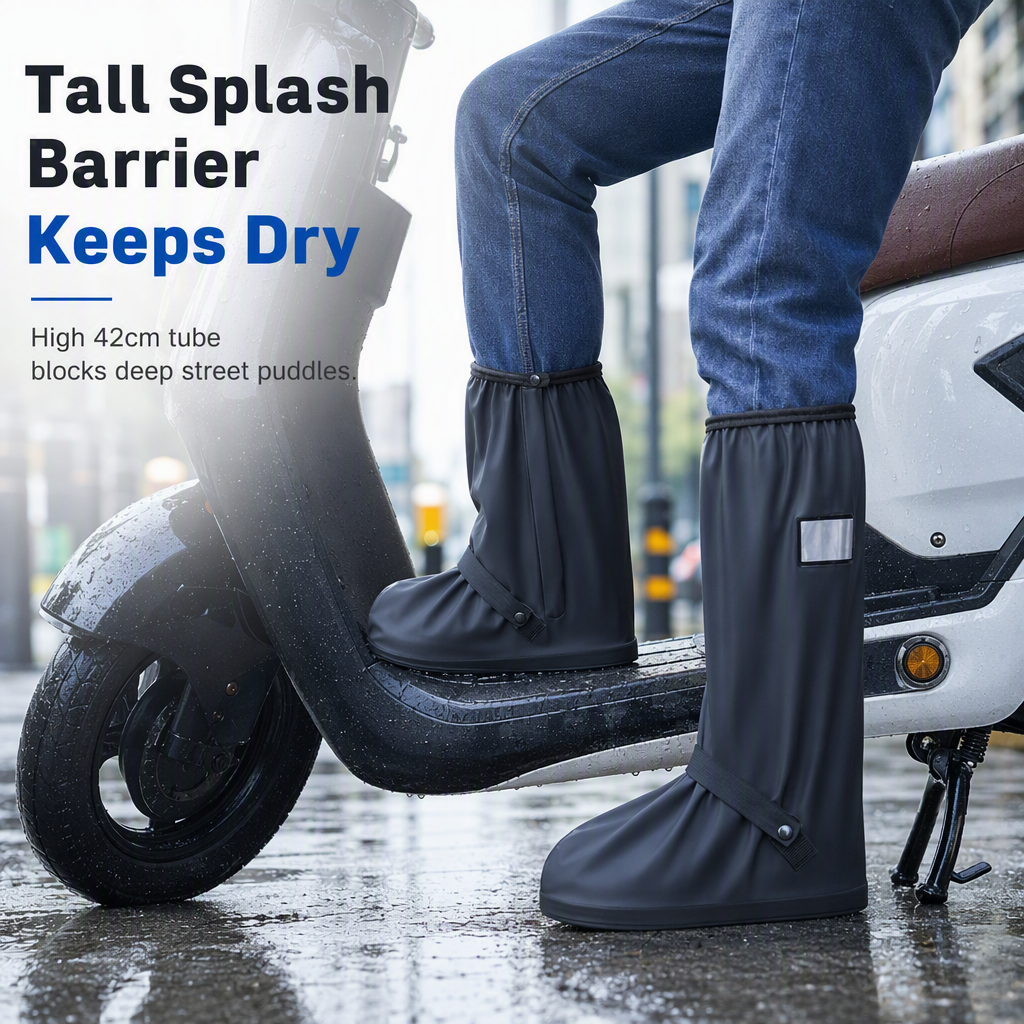 🌧️ LIMITED‑TIME 50% OFF! 👢 Waterproof High‑Top Rain Shoe Covers – Non‑Slip PVC, 42cm Splash Barrier & Reflective Night Safety 👟