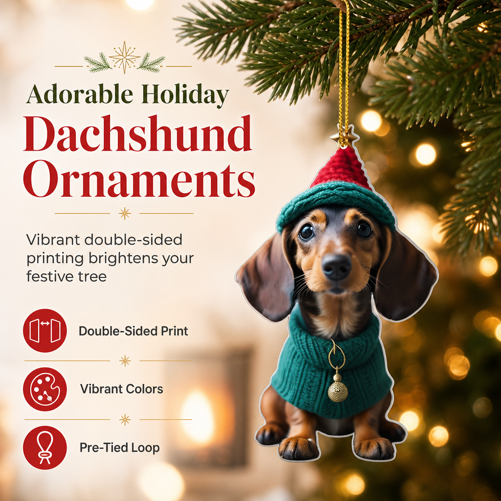 Trim Your Tree Instantly! Shatterproof Acrylic Dachshund Ornament