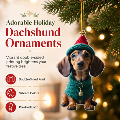 Trim Your Tree Instantly! Shatterproof Acrylic Dachshund Ornament