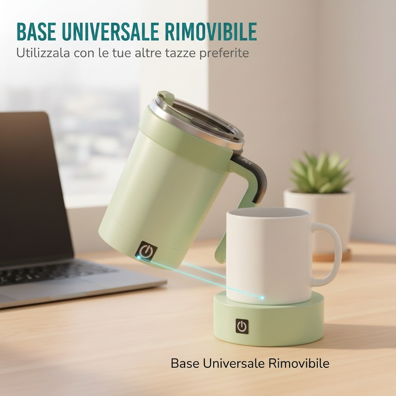 Automatic mixing cup with smart temperature display