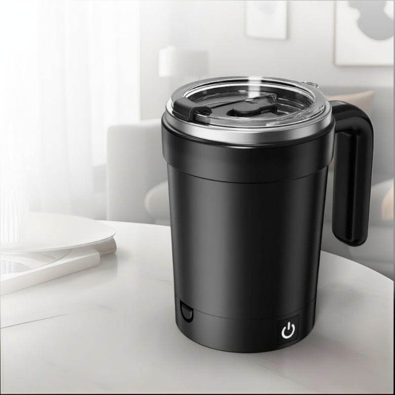 Automatic mixing cup with smart temperature display
