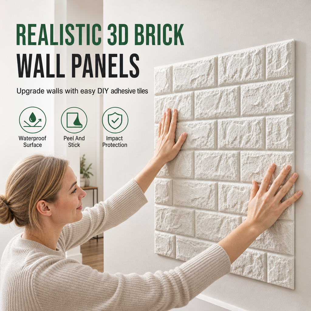 🧱 50% OFF! 🏡 Self-Adhesive 3D Tile Panels – Brick texture, waterproof & 16 colours ✨