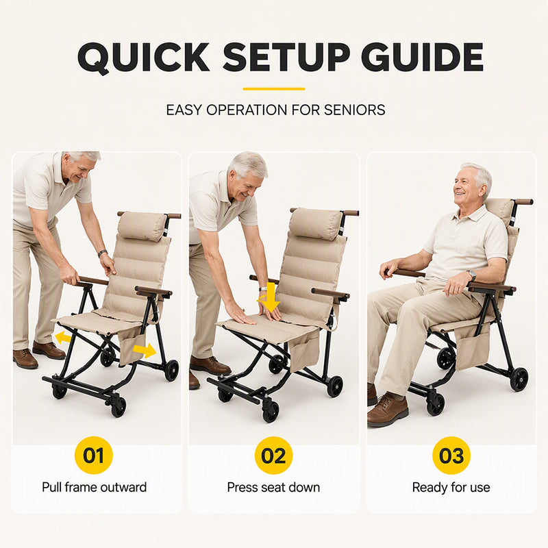 Outdoor Folding Chair Cart for Elderly