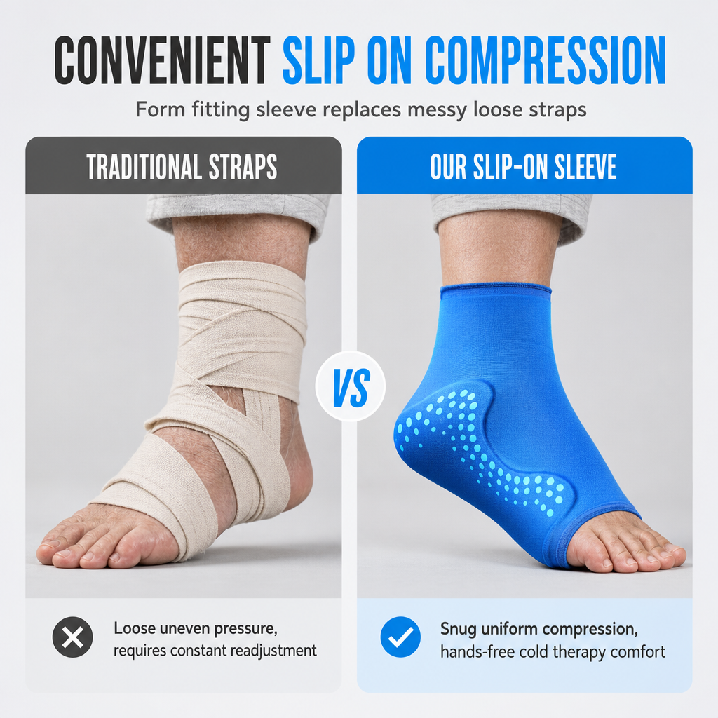Extended 3D Thickened Solid Gel Ankle Pack Wrap for Foot and Ankle Cold Therapy