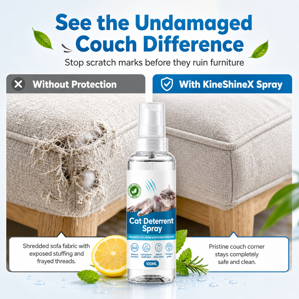 🐱 LIMITED-TIME 50% OFF! ✨ Citrus Cat Scratch Deterrent Spray – 100ml, Stop Cats Scratching Furniture 🧴
