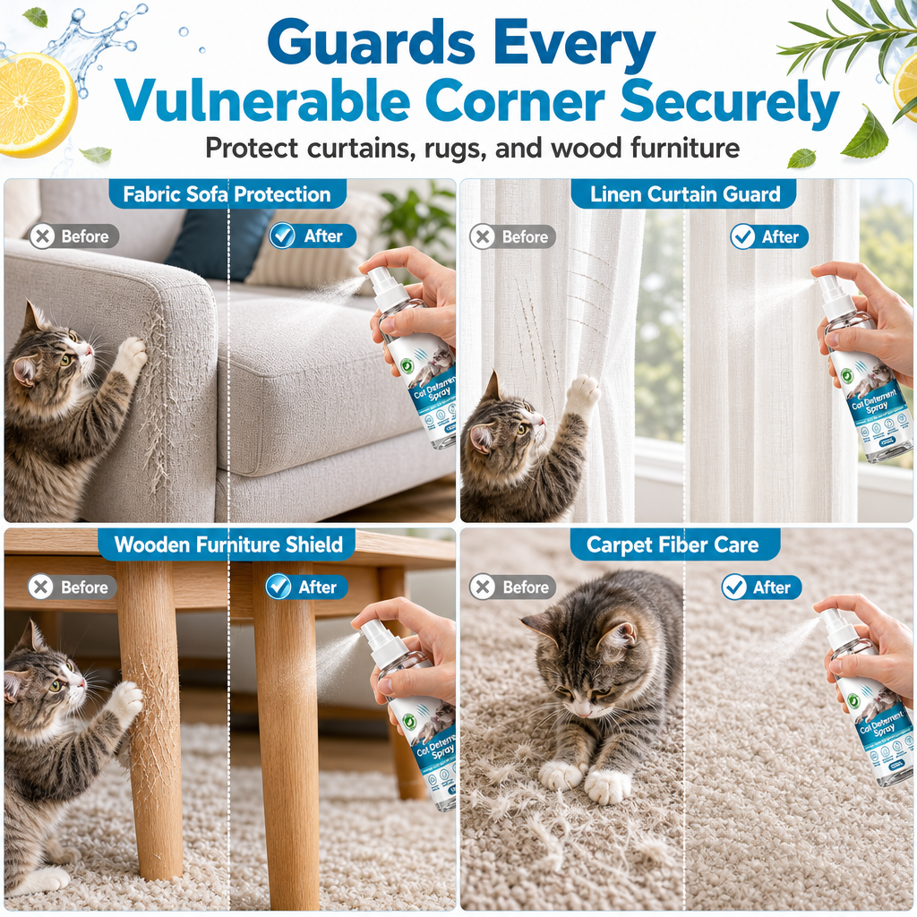 🐱 LIMITED-TIME 50% OFF! ✨ Citrus Cat Scratch Deterrent Spray – 100ml, Stop Cats Scratching Furniture 🧴