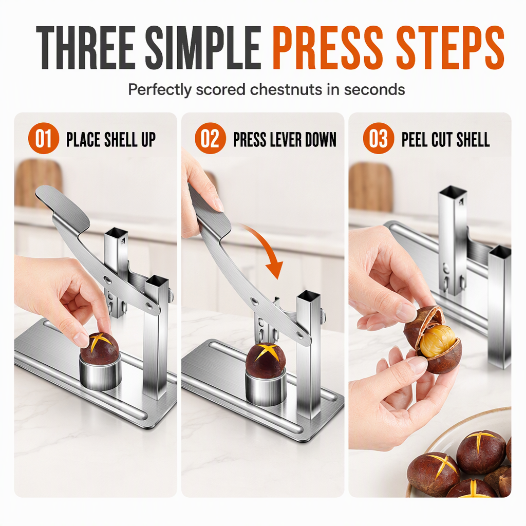 Crack Nuts Instantly! Stainless Steel Lever Nut Cracker