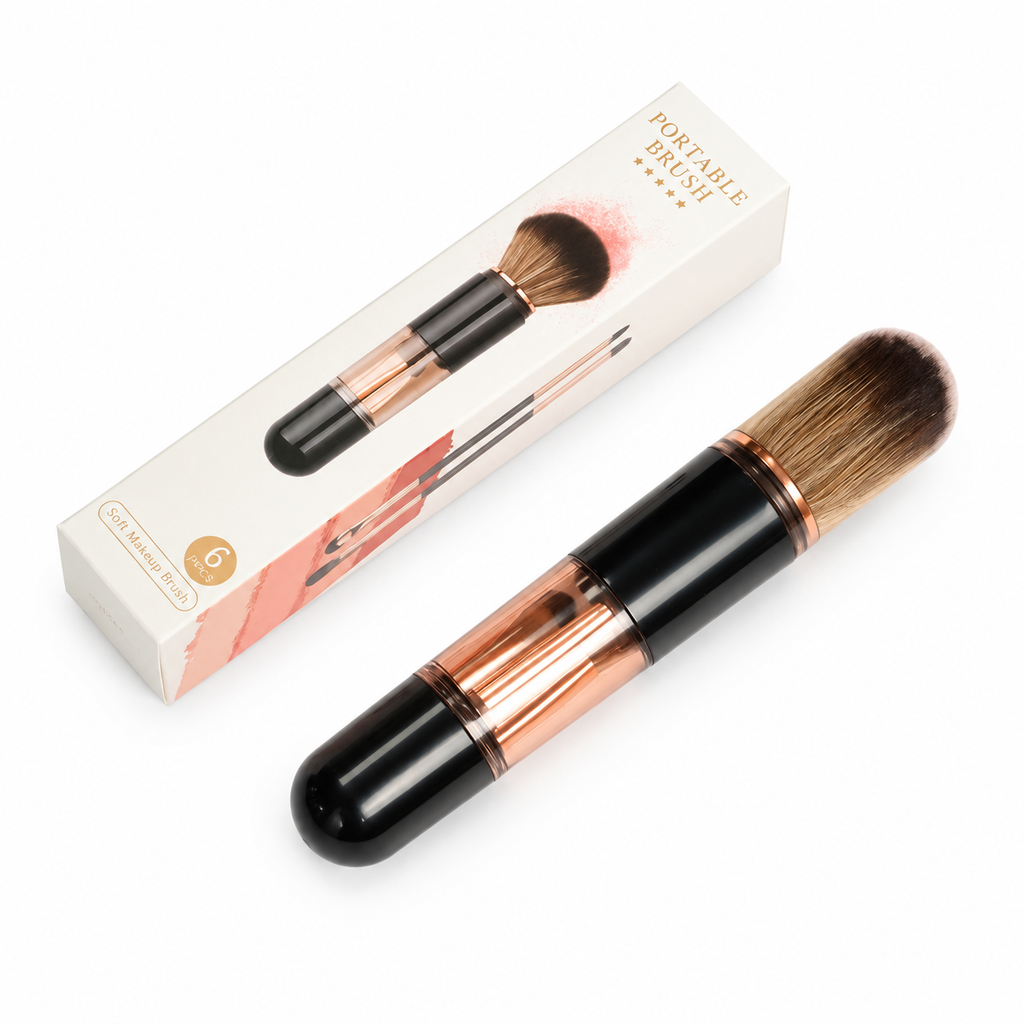 📢📢50% OFF !! ⏰Portable Retractable Makeup Brush Set Multifunctional Travel Cosmetic Tool with Powder Blush and Silicone Lip Brush