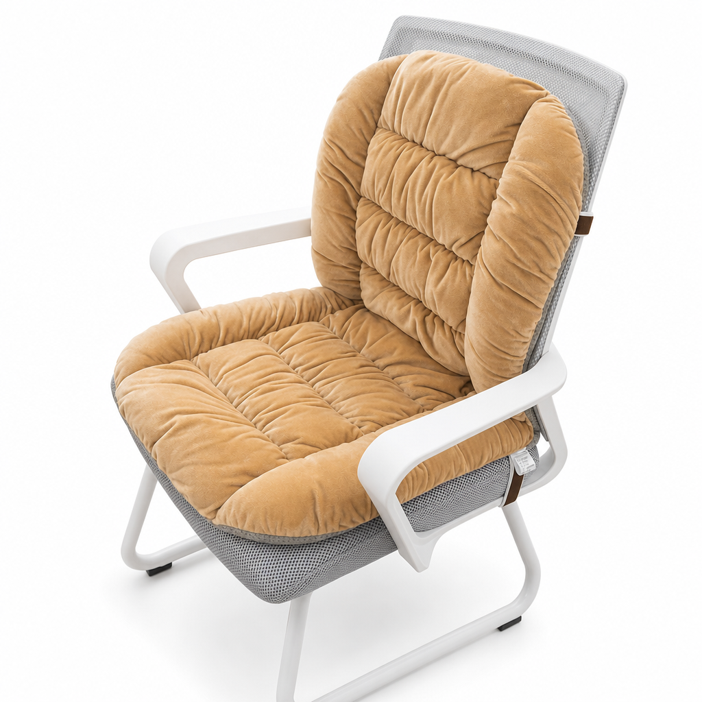 Winter Thickened Plush Integrated Heated Seat Cushion with Backrest Removable and Washable Warm Chair Pad for Office and Student Desk Chairs