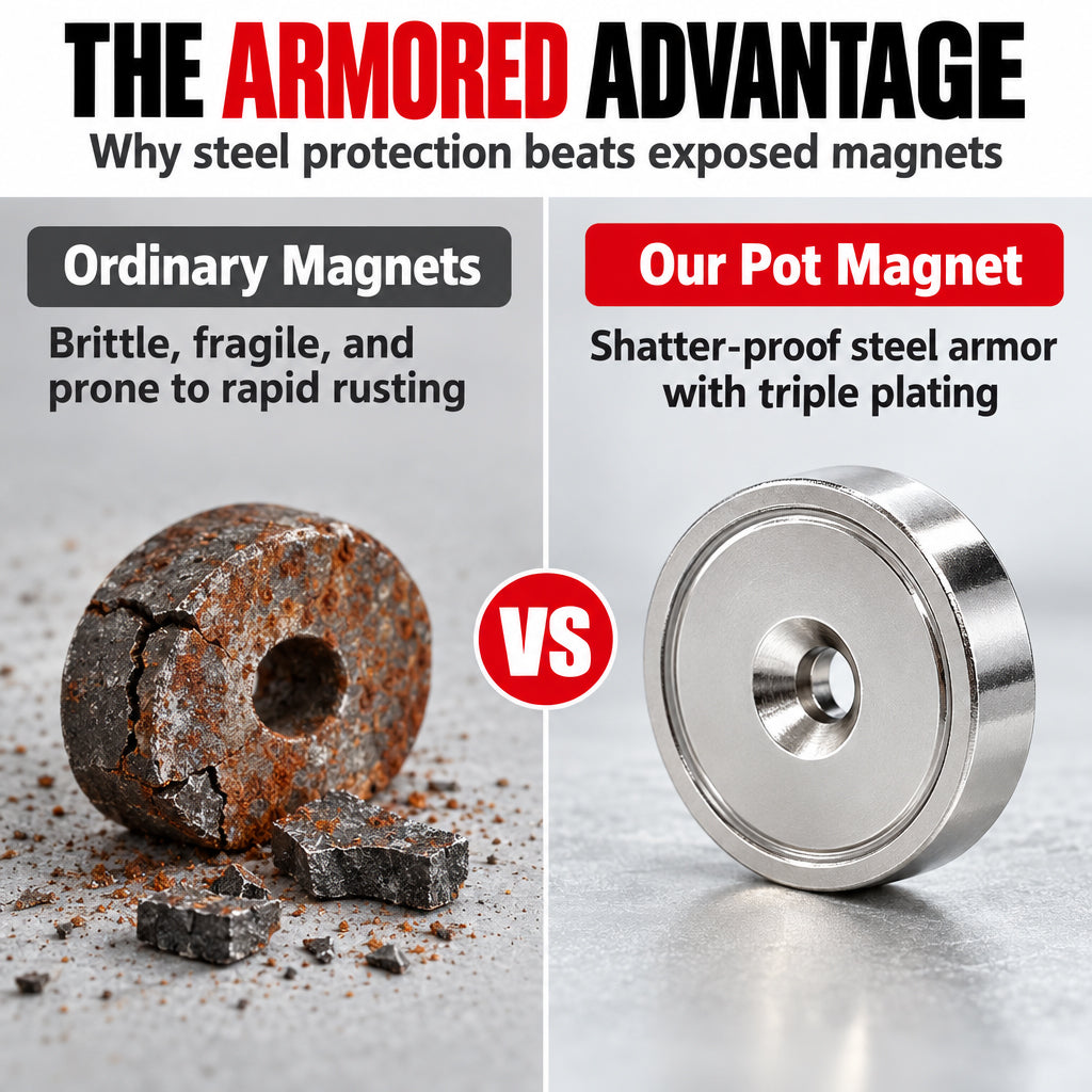 Heavy-Duty Neodymium Pot Magnets with Countersunk Hole