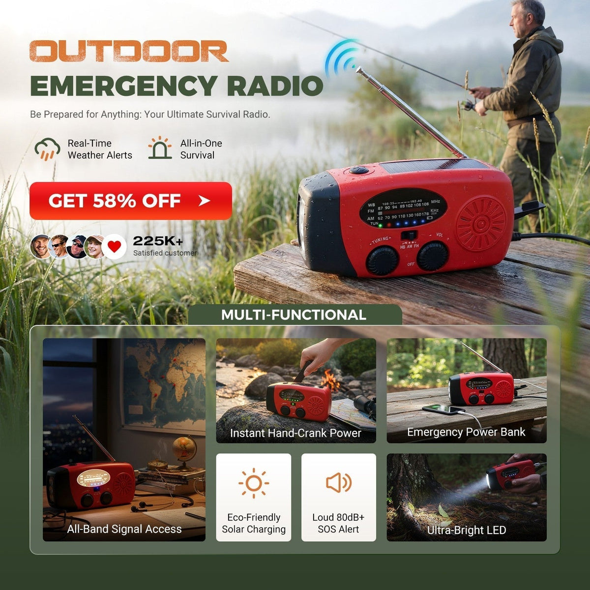 2027 New Arrivals: 50% Off for Limited Time!!!!🔥🔥Multifunctional Portable Solar Emergency Radio💥💥Prepare for war!