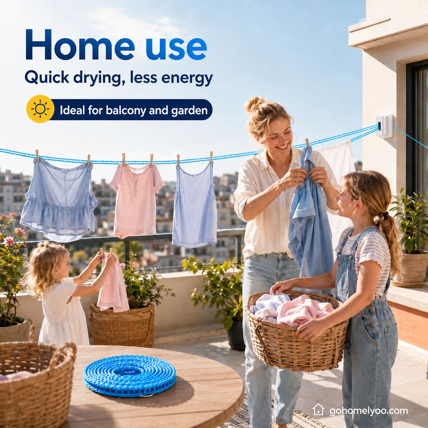 💥 BUY 1 GET 1 FREE 🔗 Windproof, non-slip clothesline 👕 Say goodbye to laundry chaos in windy weather 🌬️