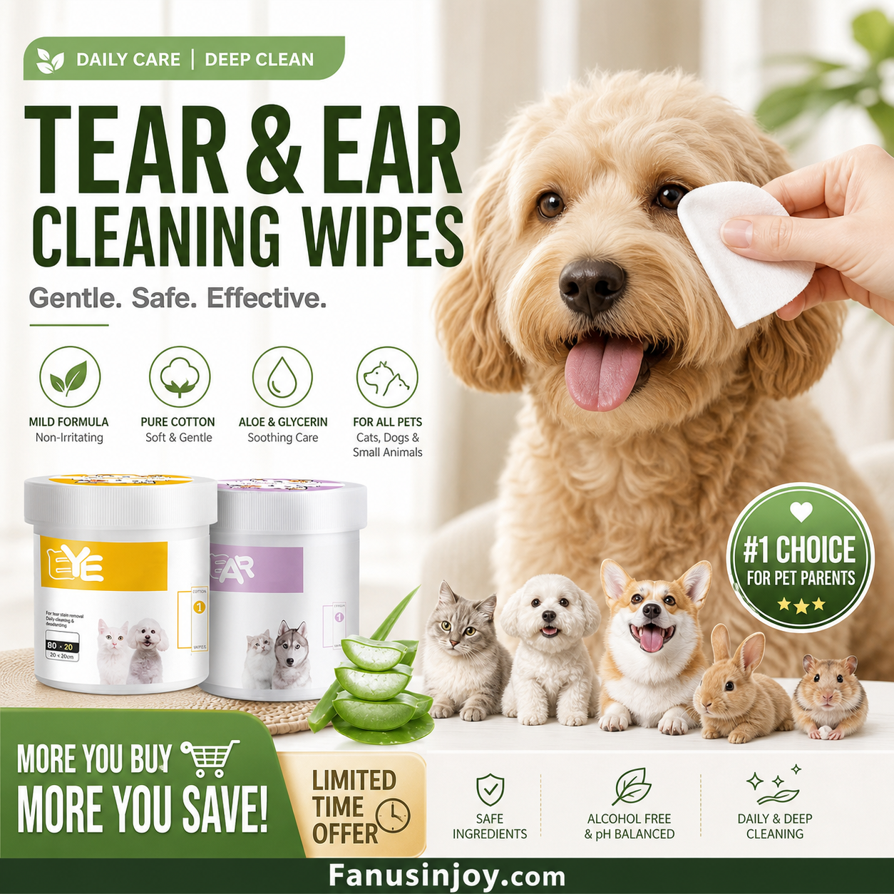 ✨️Surprise 57% Off！🐈🐕Keeping your furry friend clean matters！Natural Plant-Based Cleaning Wipes for Pet Eyes and Ears